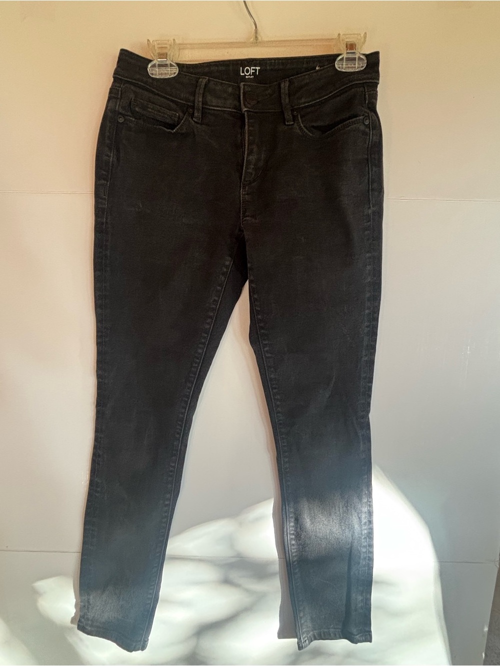 LOFT Women’s  Black Denim Curvy Skinny Jeans Stretch 5-Pocket Size 2